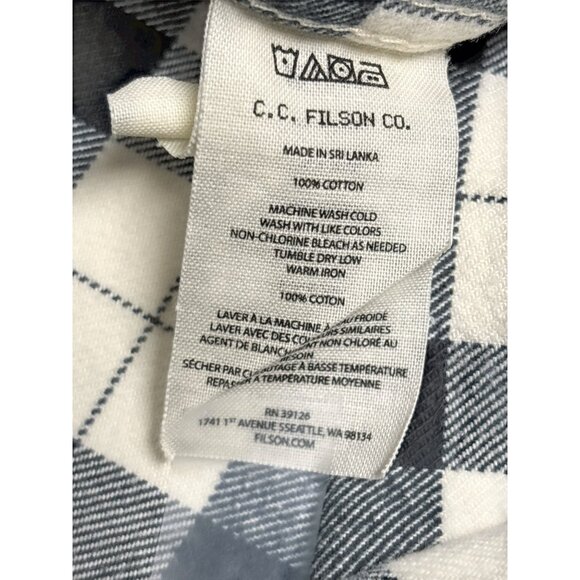 Filson Flannel Shirt XXXL Men’s Cream Black Plaid Button Front Long Sleeve 100% - Picture 4 of 8